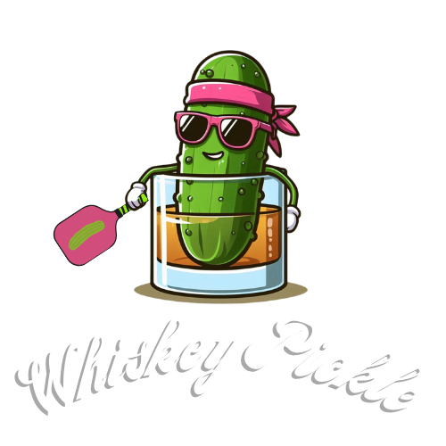 Whiskey Pickle Logo Transparent White Pickle in a Whiskey Glass